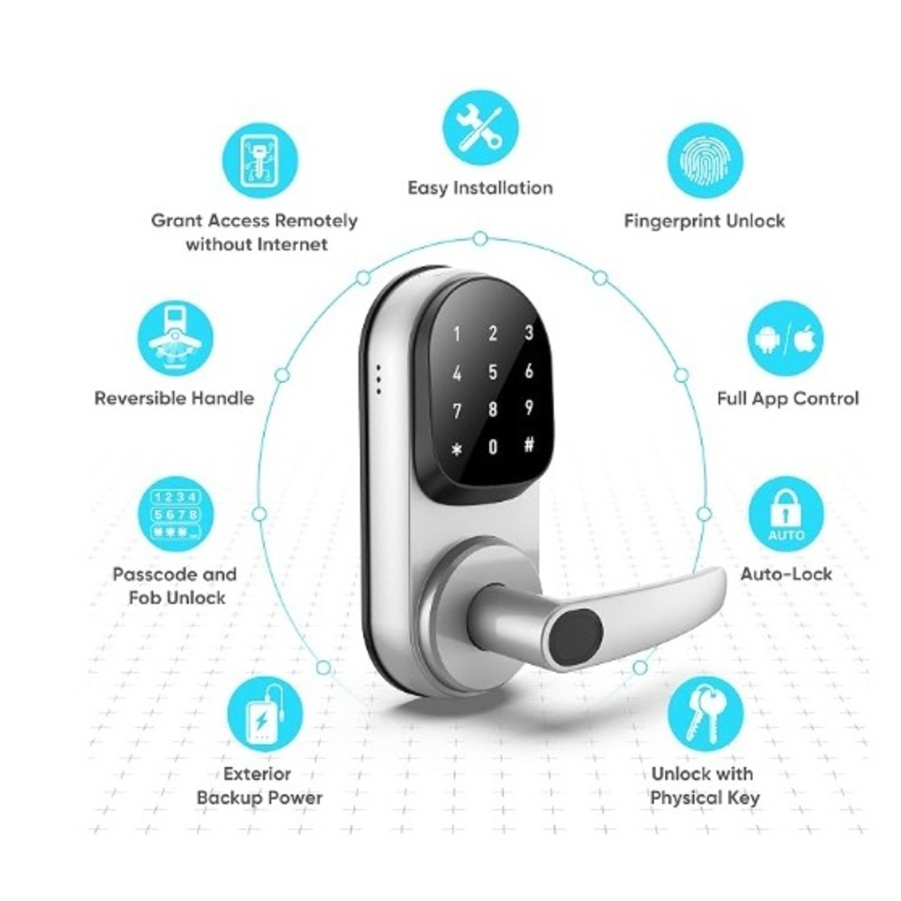 Sifely X Smart Lock Fingerprint Keyless Entry Door Handle Silver USED, WORKS - Picture 15 of 16